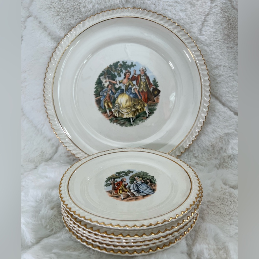 The Harker Pottery Co. Colonial Set Dessert Plates Platter Cake Server 2…